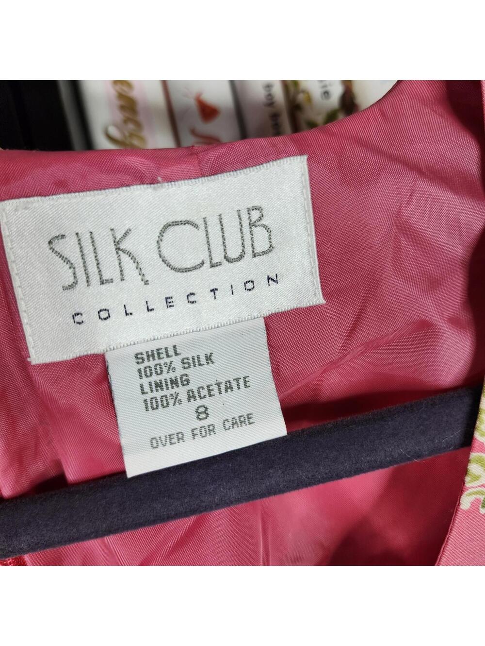 Silk Club Collection Pink 100% Silk Paisley Border Dress Size 8 - Picture 5 of 7